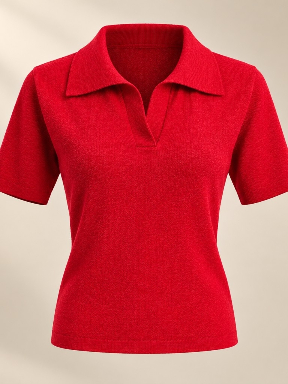 Le Lis Red Short-Sleeve Polo Knit Top